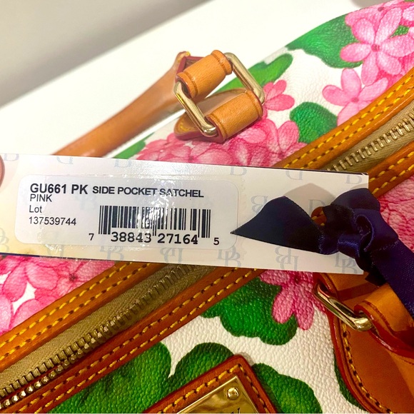 Dooney & Bourke Hydrangea Satchel Barrel Bag Pink Red - Picture 15 of 16